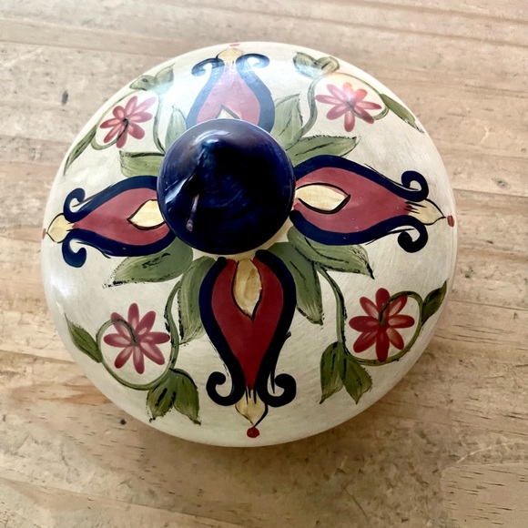 Pier 1 Vintage Hand Painted πππππππ‘π Earthenware Jar - Picture 5 of 8